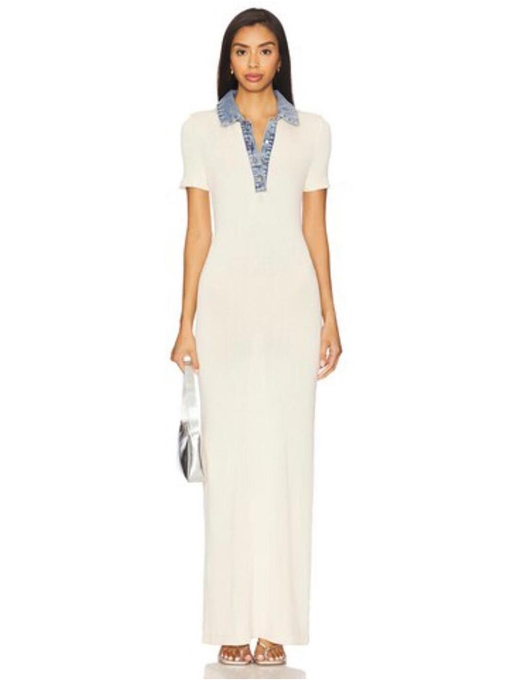 SER.O.YA Reye Maxi Dress in Eggshell & Coastline